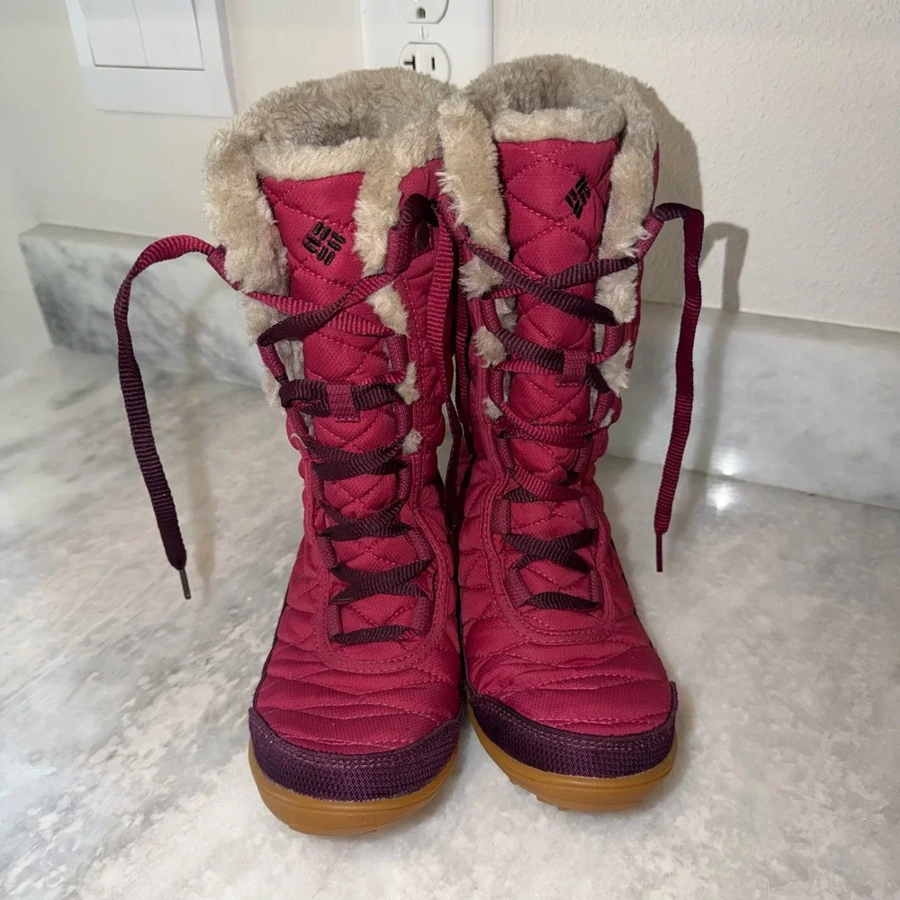 Columbia‎ Minx Mid III Omni-Heat Waterproof Boots Wine Berry Girls Size 3